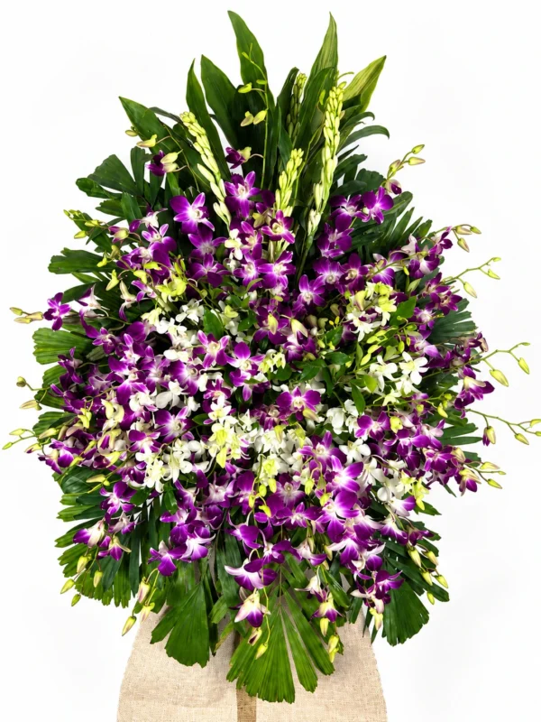 Amethyst Purple Orchid Two Layer Funeral Stand