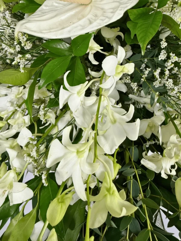 Grace White Anthurium & Orchid Funeral Stand